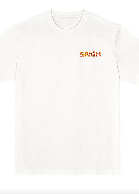 T-shirt Spain Unisex Medium Fit geometry twirlThis T-shirt features a unique "geometry twirl" design with the word "SPAIN" printed in the traditional colors of the Spanish flag: red and yellow. Made of 100% organic cotton, it is not only comfortable but a